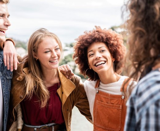Group,Of,Multiracial,Best,Friends,Laughing,Together,Outdoor,-,Mixed